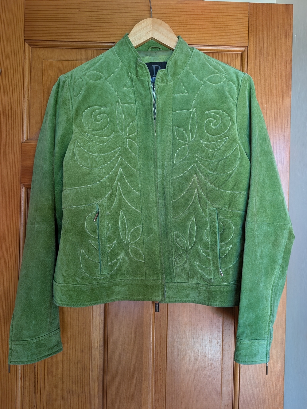 Vintage Bernardo Leather Jacket Quilted Apple Green
